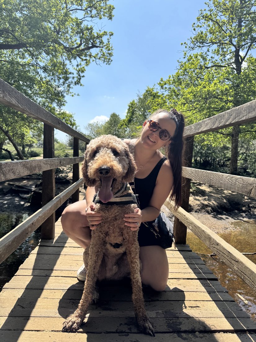 Alethea and her dog out on a walk
